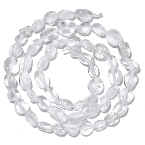 6-8mm natürliche Weißer Kristall unregelmäßige Form Stein Perlen glatte Mineral Stein Chips Edelstein Energie geheilt für Schmuck machen Halsketten von ACYUNLEI