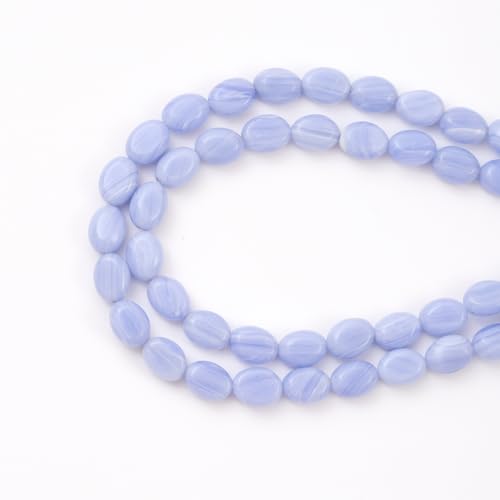 6×8mm Natürlicher Blauer Lace-Achat Edelstein-Perlen Flache Ovale Heilsteine Lose Steine für Schmuck Halsketten Armbänder Ohrringe Basteln von ACYUNLEI