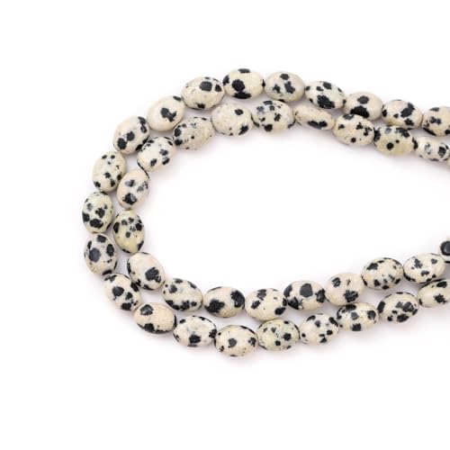 6×8mm Natürlicher Dalmatiner-Jaspis Edelstein-Perlen Flache Ovale Heilsteine Lose Steine für Schmuck Halsketten Armbänder Ohrringe Basteln von ACYUNLEI