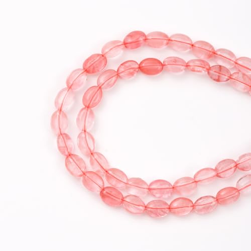 6×8mm Natürlicher Roter Wassermelonen-Chalcedon Edelstein-Perlen Flache Ovale Heilsteine Lose Steine für Schmuck Halsketten Armbänder Ohrringe Basteln von ACYUNLEI