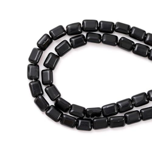 6×8mm Natürlicher Schwarzer Achat Flache Quadratische Steinperlen Rechteck Heilsteine Lose Edelsteinperlen für Schmuckherstellung DIY Armbänder Halsketten von ACYUNLEI