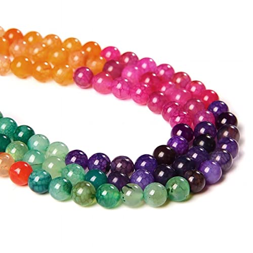 7 Chakra 10mm Naturstein Runde Perlen Drachen Adern gemischte Farbe DIY glatte Energie Heilung Perlen Edelstein für Schmuck machen von ACYUNLEI