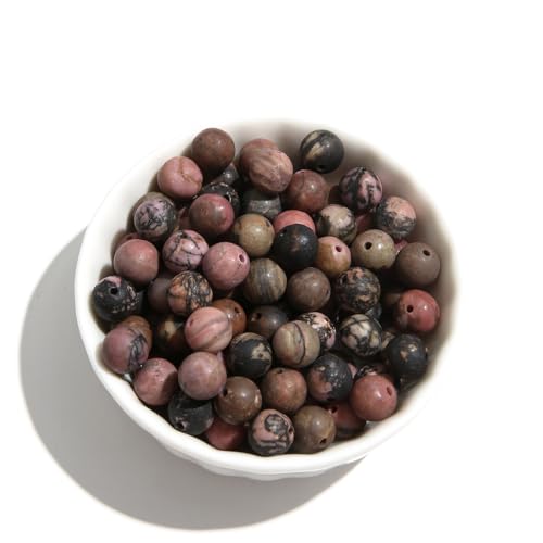 Natürliche Matte Stein Perlen 6mm Rhodonit Runde Edelstein Perlen Spacer Charme Energie Heilung Perlen DIY für Armband Halskette Ohrringe Schmuck machen von ACYUNLEI