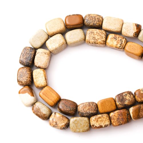 Natürliche braune Bildstein Würfelperlen 8x12mm Lose quadratische Perlen für DIY Schmuck Armketten Halsketten Basteln DIY Zubehör von ACYUNLEI