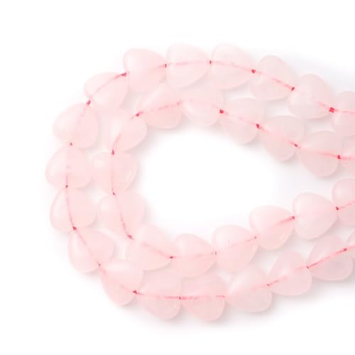 Natürliche herzförmige Rosenquarz Steinperlen 10mm Lose Kristall Heilperlen für DIY Halsketten Armbandherstellung Edelstein Bastelbedarf von ACYUNLEI