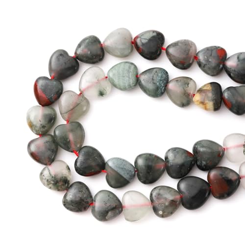 Natürliche herzförmige afrikanische Blutsteinperlen 10mm Lose Kristall Heilperlen für DIY Halsketten Armbandherstellung Edelstein Bastelbedarf von ACYUNLEI