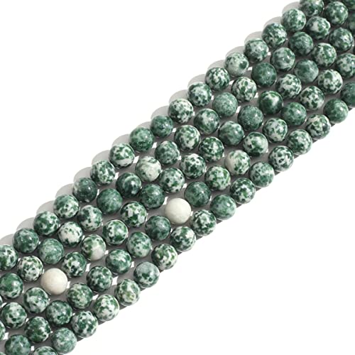 Naturstein 10mm Grüner Punkt Runde Kristall Energie Stein Perlen lose Edelstein DIY glatte Perlen für Armband Halskette Ohrringe Schmuck machen von ACYUNLEI
