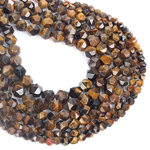 Naturstein Perlen 6mm Tigerauge Handmade Facettiert Polygon Kristall Energie Stein Heilkraft für Halskette Armband DIY Schmuck machen von ACYUNLEI