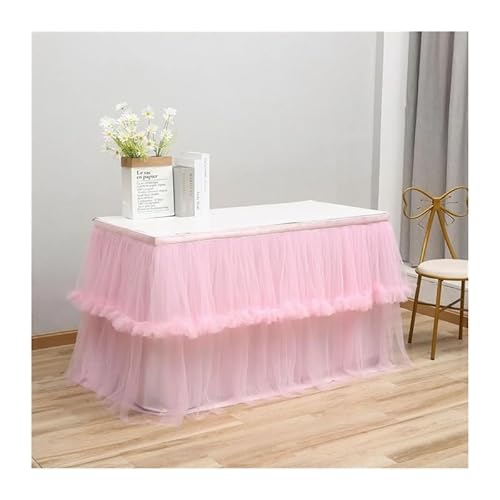AD-BCrbgen Tischdekoration aus Netzstoff in Lila, Rosa, Weiß, for Hochzeit, Empfang, Bankett, Tischrock aus Tüll (Color : Light pink, Size : 77cmx185cm 6FT) von AD-BCrbgen