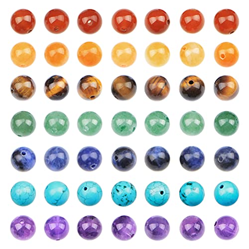 AD Beads Natürliche lose Perlen, 8 mm, 112 Stück, zur Herstellung von Mala-Halsketten oder Armbändern (7 Chakra-Perlen) von AD Beads