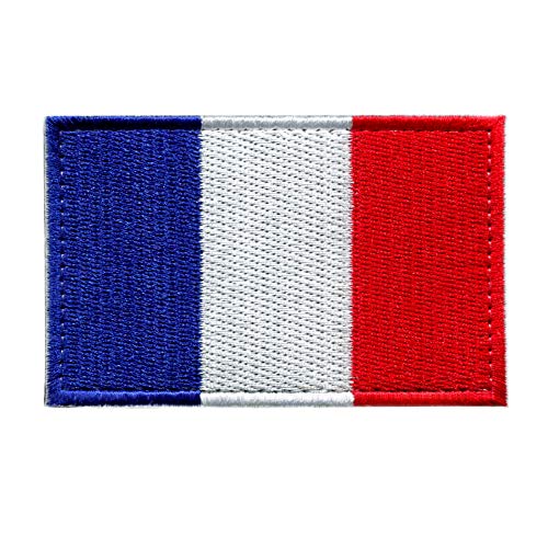 Aufnäher Frankreich – 8 x 5 cm – Aufnäher Militärflagge, Airsoft, für Jungen und Mädchen, französische Flagge, Motiv mit Haken und Schlaufe, bestickt für Kleidung, Aufnäher zum Aufnähen von ADA PLAZA