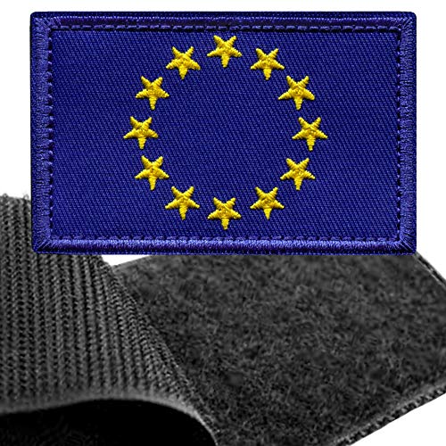 Europäische Union Flagge Klett - EU Klettabzeichen, Europa Flaggen Emblem Bestickter Aufnäher mit Klettverschluss, Militär Aufkleber Klettbänder für Rucksäcke Custom Geschenke (8x5 cm) von Ada Plaza