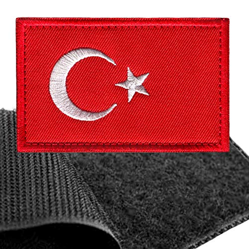 Türk Patch Flagge Klett - Türkei Klettabzeichen, Flaggen Emblem Aufnäher mit Klettverschluss, Türkiye Cumhuriyeti Aufkleber Klettbänder für Rucksäcke Custom Geschenke (8x5 cm) von ADA PLAZA