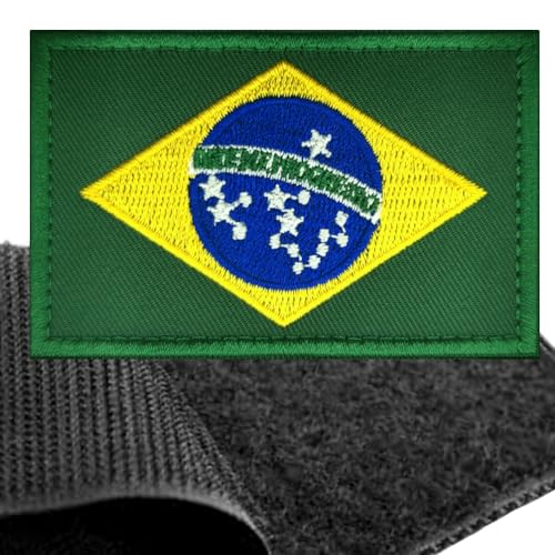 Patch Brasilien Flagge Klett – 8 x 5 cm - Brasilien Klettabzeichen, Flaggen Emblem Aufnäher mit Klettverschluss, Airsoft Aufkleber Klettbänder für Rucksäcke Custom Geschenke von ADAPLAZA