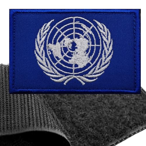 Patch UN Flagge Klett – 8 x 5 cm - Vereinte Nationen Klettabzeichen, Flaggen Emblem Aufnäher mit Klettverschluss, Airsoft Aufkleber Klettbänder für Rucksäcke Custom Geschenke von ADAPLAZA
