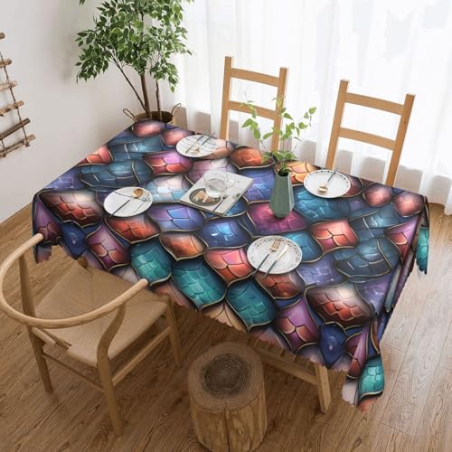 ADAhgu 3D-Tischdecke mit magischem Drachenschuppen-Muster, vielseitig, 137 x 183 cm, wiederverwendbar, Esstischabdeckung für Hochzeiten und draußen von ADAhgu