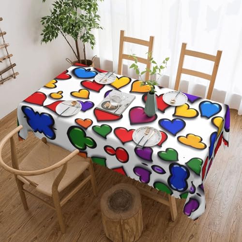ADAhgu Farbige Gay-Pride-Herz-Druck, vielseitig, 137 x 183 cm, wiederverwendbar, Esstischabdeckung für Hochzeiten im Freien ADAhgu Farbige Gay-Pride-Herz-Druck, vielseitig, 137 x 183 cm, wiederverwendbar, Esstischabdeckung für Hochzeiten im Freien von ADAhgu
