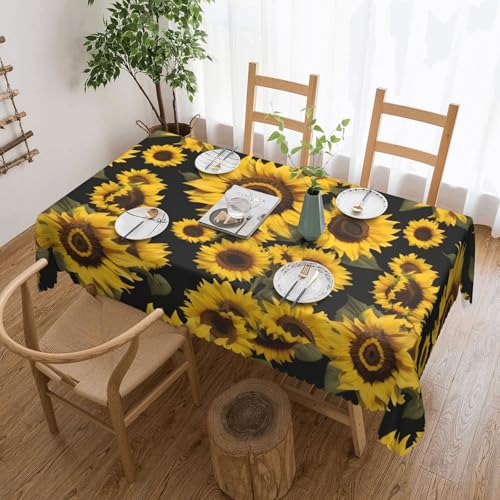 ADAhgu Goldene Sonnenblumen-Druck, vielseitig, 137 x 183 cm, wiederverwendbar, Esstischabdeckung für Hochzeiten und draußen von ADAhgu