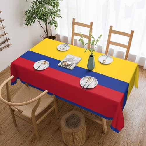ADAhgu Tischdecke, Motiv: Flagge von Kolumbien, vielseitig, 137 x 183 cm, wiederverwendbar, Esstischabdeckung für Hochzeiten und draußen von ADAhgu