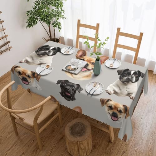 ADAhgu Tischdecke, Motiv: französischer Hund, vielseitig, 137 x 183 cm, wiederverwendbar, Esstischabdeckung für Hochzeiten und draußen ADAhgu Tischdecke, Motiv: französischer Hund, vielseitig, 137 x 183 cm, wiederverwendbar, Esstischabdeckung für Hochzeiten und draußen von ADAhgu