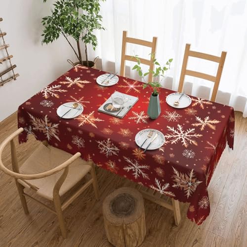 ADAhgu Tischdecke mit rotem Hintergrund, goldener Schnee-Druck, vielseitig, 137 x 183 cm, wiederverwendbar, Esstischabdeckung für Hochzeiten im Freien ADAhgu Tischdecke mit rotem Hintergrund, goldener Schnee-Druck, vielseitig, 137 x 183 cm, wiederverwendbar, Esstischabdeckung für Hochzeiten im Freien von ADAhgu