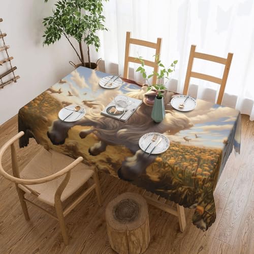 ADAhgu Vielseitige Tischdecke mit Ziegenfroldruck, 137 x 183 cm, wiederverwendbar, Esstischabdeckung für Hochzeiten im Freien von ADAhgu