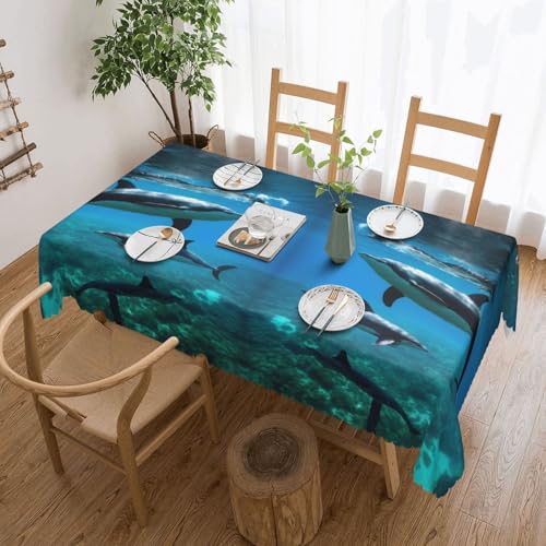 Tischdecke mit lustigem Delfin-Druck, vielseitig, 137 x 183 cm, wiederverwendbar, Esstischabdeckung für Hochzeiten und draußen Tischdecke mit lustigem Delfin-Druck, vielseitig, 137 x 183 cm, wiederverwendbar, Esstischabdeckung für Hochzeiten und draußen von ADAhgu
