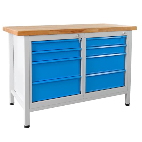 ADB Werkbank Werktisch Arbeitstisch 1200x600x840 mm RAL 7035/5012 Werkstatteinrichtung Zubehör Werkstatt ohne Rollen mit Schubladen ADB Werkbank Werktisch Arbeitstisch 1200x600x840 mm RAL 7035/5012 Werkstatteinrichtung Zubehör Werkstatt ohne Rollen mit Schubladen von ADB