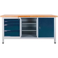 ADB Werkbank lichtgrau, anthrazitgrau 4 Schubladen 170,0 x 60,0 x 84,0 cm ADB Werkbank lichtgrau, anthrazitgrau 4 Schubladen 170,0 x 60,0 x 84,0 cm von ADB