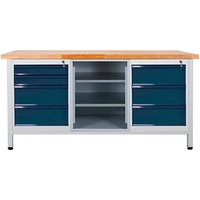ADB Werkbank lichtgrau, anthrazitgrau 7 Schubladen 170,0 x 60,0 x 84,0 cm von ADB