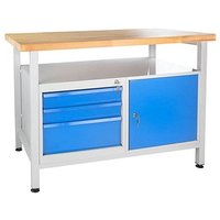 ADB Werkbank lichtgrau, blau 3 Schubladen 120,0 x 60,0 x 84,0 cm ADB Werkbank lichtgrau, blau 3 Schubladen 120,0 x 60,0 x 84,0 cm von ADB
