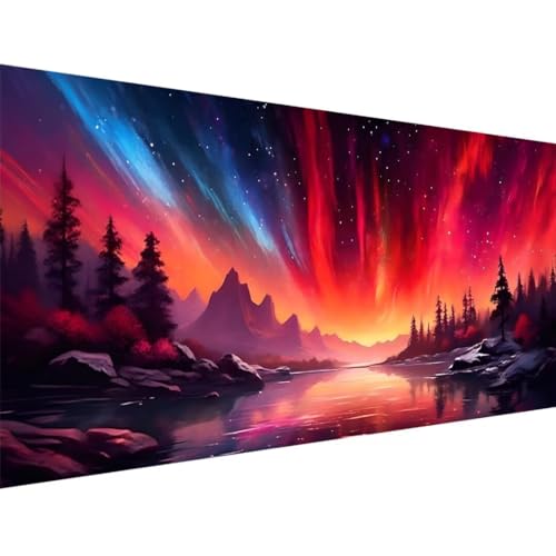 Diamond Painting Groß XXL 125x50cm, 5D Diamond Painting Aurora Berg, DIY Full Diamond Painting Eckige Steine Bastelset Erwachsene, Malen Nach Zahlen Diamond Painting Geschenk Zimmer Deko r-7 von ADCCAT