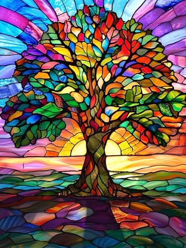 Diamond Painting Set für Erwachsene, Diamond Painting Baum des Lebens Bilder, 5D Farbe Diamond Painting Klein für Kinder, Diamond Painting Zubehör Set für Zimmer, Schlafzimmer Wanddeko (30x40 cm) E-6 von ADCCAT