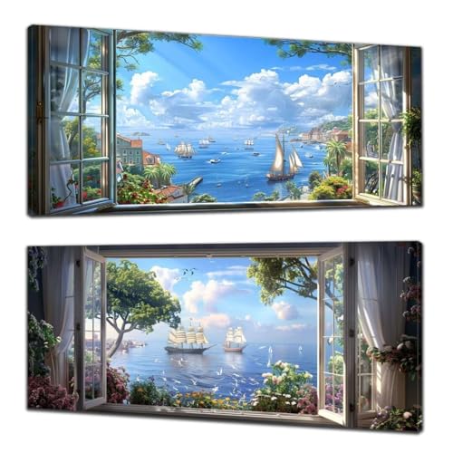 Fenster Diamond Painting Kinder,2 Stück Diamond Painting Landschaft,DIY Diamant Painting Bilder Set Erwachsene Kinder,Diamant Cross Stickerei Malerei für Geschenk Zuhause Wanddekoration 60x140cm K-1 Fenster Diamond Painting Kinder,2 Stück Diamond Painting Landschaft,DIY Diamant Painting Bilder Set Erwachsene Kinder,Diamant Cross Stickerei Malerei für Geschenk Zuhause Wanddekoration 60x140cm K-1 von ADCCAT