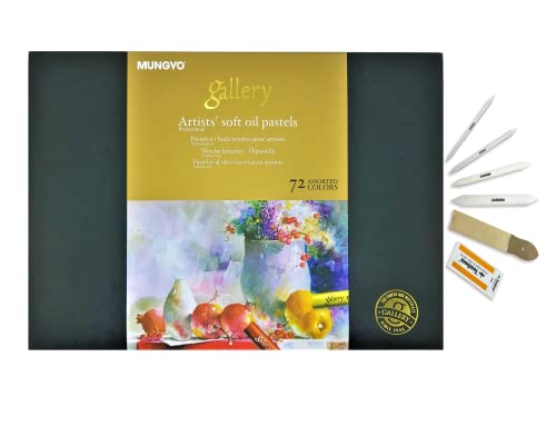 Mungyo Gallery Künstler Soft Oil Pastelle Set mit 72 Stück (MOPV-72) mit Blending Tortillon, Schleifpapier, Radiergummi von ADDY & PLUSY