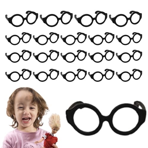 ADERN Puppenbrille,Minibrille für Puppen - Linsenlose Puppen-Anziehbrille | Puppen-Anzieh-Requisiten, 20 kleine Gläser, Puppen-Anzieh-Brillen für DIY-Zubehör, Puppen-Anziehzubehör von ADERN