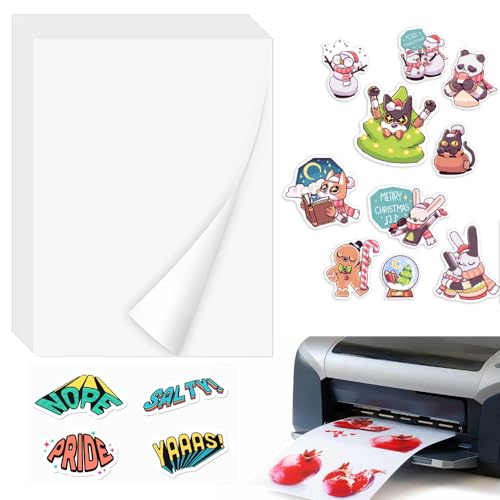 ADERTOS 15 Stk A4 Selbstklebende Folien Bedrucken Klebefolien Druckerpapier Wasserfest Bedruckbar Vinylfolie Inkjet Vnyl Aufkleber Sticker Papier Drucker Etikette für Tintenstrahldrucker Laserdrucker von ADERTOS