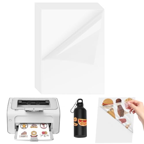 ADERTOS 15 Stk A4 Selbstklebende Folien Bedrucken Klebefolien Druckerpapier Transparent Wasserfest Bedruckbar Vinylfolie Inkjet Vnyl Aufkleber Sticker für Tintenstrahldrucker Laserdrucker von ADERTOS