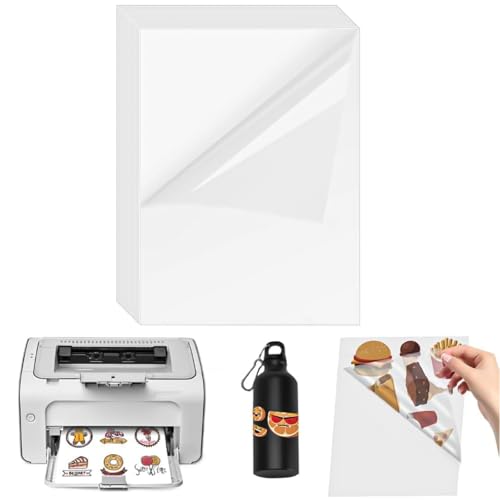 ADERTOS 30 Stk A4 Selbstklebende Folien Bedrucken Klebefolien Druckerpapier Transparent Wasserfest Bedruckbar Vinylfolie Inkjet Vnyl Aufkleber Sticker für Tintenstrahldrucker Laserdrucker von ADERTOS