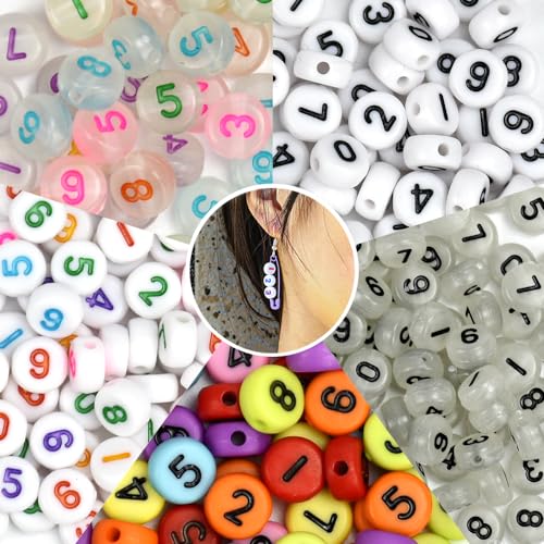 ADERTOS 700 Stück Zahlenperlen Acryl Zahlen Perlen zum Auffädeln 0-9 Bunt Alphabet Perlen Set Rund Letter Beads 4x7mm Klein Nummer Perlen Bastelnperlen mit Loch für Armband Haarband Schmuck Basteln ADERTOS 700 Stück Zahlenperlen Acryl Zahlen Perlen zum Auffädeln 0-9 Bunt Alphabet Perlen Set Rund Letter Beads 4x7mm Klein Nummer Perlen Bastelnperlen mit Loch für Armband Haarband Schmuck Basteln von ADERTOS