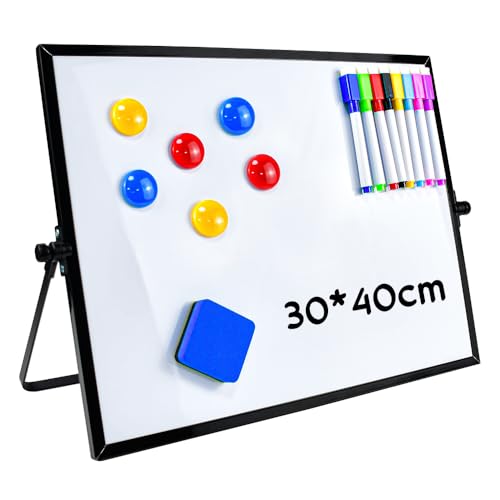 ADERTOS Whiteboard Magnetisch 30 * 40cm White Board Magnettafel mit Ständer Klein Magnetisch Tafel Tragbar Schreibtafel Abwischbar Magnet Board mit Stiften, Radiergummi Magneten für Zuhause Schule von ADERTOS