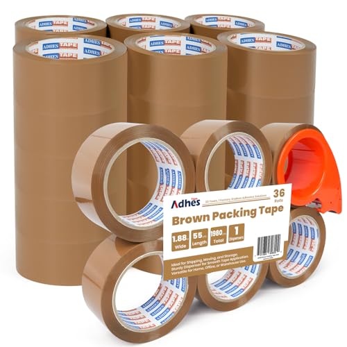 ADHES Brown Packing Tape mit Spender, 48mm x 50m, 36 Rolls Heavy Duty Brown Shipping Tape Starkes Klebeband für Verpackungskästen und Pakete ADHES Brown Packing Tape mit Spender, 48mm x 50m, 36 Rolls Heavy Duty Brown Shipping Tape Starkes Klebeband für Verpackungskästen und Pakete von ADHES TAPE PURSUIT OF PERFECTION