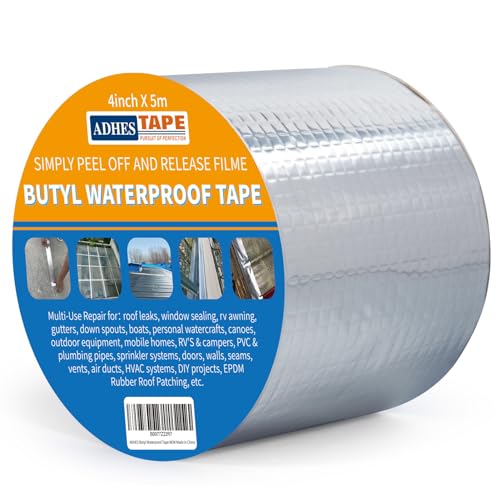 ADHES Butylband Dichtungsbänder, 10cm x 5m, 47 mil Dick Silber Aluminiumfolie Tape Wasserdichtes Klebeband für Teichbau, Bauwerke, Fassaden, Dach, Wohnwagen, Fenster, Container, Flachdach ADHES Butylband Dichtungsbänder, 10cm x 5m, 47 mil Dick Silber Aluminiumfolie Tape Wasserdichtes Klebeband für Teichbau, Bauwerke, Fassaden, Dach, Wohnwagen, Fenster, Container, Flachdach von ADHES TAPE PURSUIT OF PERFECTION