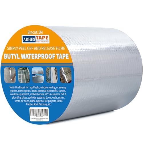 ADHES Butylband Dichtungsbänder, 15cm x 5m, 47 mil Dick Silber Aluminiumfolie Tape Wasserdichtes Klebeband für Teichbau, Bauwerke, Fassaden, Dach, Wohnwagen, Fenster, Container, Flachdach ADHES Butylband Dichtungsbänder, 15cm x 5m, 47 mil Dick Silber Aluminiumfolie Tape Wasserdichtes Klebeband für Teichbau, Bauwerke, Fassaden, Dach, Wohnwagen, Fenster, Container, Flachdach von ADHES TAPE PURSUIT OF PERFECTION