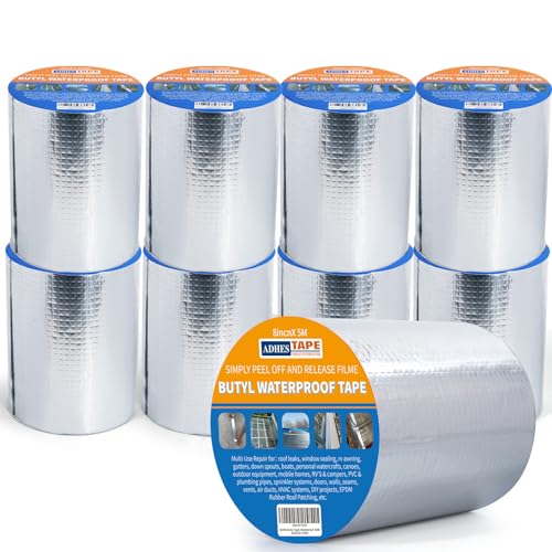 ADHES Butylband Dichtungsbänder, 15cm x 5m x 20 Rollen, 47 mil Dick Silber Aluminiumfolie Tape Wasserdichtes Klebeband für Teichbau, Bauwerke, Fassaden, Dach, Wohnwagen, Fenster, Container, Flachdach ADHES Butylband Dichtungsbänder, 15cm x 5m x 20 Rollen, 47 mil Dick Silber Aluminiumfolie Tape Wasserdichtes Klebeband für Teichbau, Bauwerke, Fassaden, Dach, Wohnwagen, Fenster, Container, Flachdach von ADHES TAPE PURSUIT OF PERFECTION