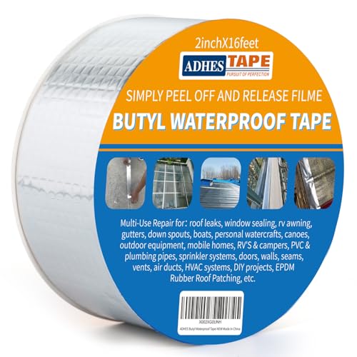ADHES Butylband Dichtungsbänder, 5cm x 5m, 47 mil Dick Silber Aluminiumfolie Tape Wasserdichtes Klebeband für Teichbau, Bauwerke, Fassaden, Dach, Wohnwagen, Fenster, Container, Flachdach ADHES Butylband Dichtungsbänder, 5cm x 5m, 47 mil Dick Silber Aluminiumfolie Tape Wasserdichtes Klebeband für Teichbau, Bauwerke, Fassaden, Dach, Wohnwagen, Fenster, Container, Flachdach von ADHES TAPE PURSUIT OF PERFECTION