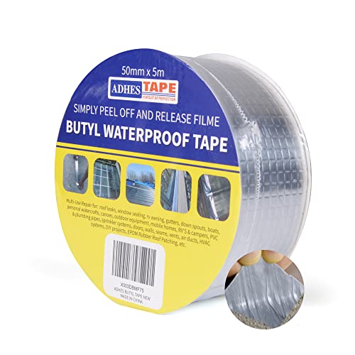 ADHES Butylband Dichtungsbänder Silber Aluminiumfolie Tape Wasserfestes Klebeband Reperaturband für Dach, Wohnwagen, Flachdach, 50mm x 5m von ADHES TAPE PURSUIT OF PERFECTION