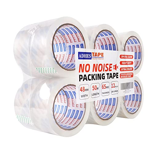 ADHES Kein Geräusch Paketklebeband, Paket Klebeband Verpackungsklebeband Transparent Packband, Leise Abrollbar, 48mm x 50m, 12rolle von ADHES TAPE PURSUIT OF PERFECTION