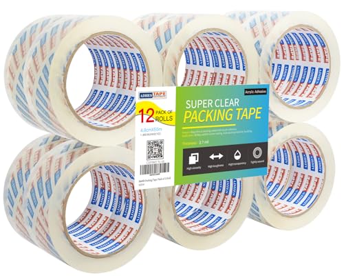 ADHES Super Klar Paketbänder Paket Klebeband Verpackungsklebeband Transparent Packband 48mm x 55m,2,7 mil Dicke，12rolle von ADHES TAPE PURSUIT OF PERFECTION