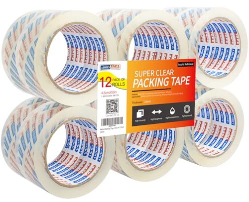 ADHES Super Klar Paketbänder Paket Klebeband Verpackungsklebeband Transparent Packband 48mm x50m,2,6 mil Dicke，12rolle von ADHES TAPE PURSUIT OF PERFECTION